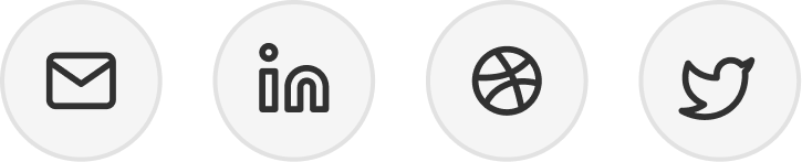 Copy email, LinkedIn, Dribbble, Twitter
